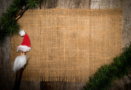 New YearÂ´s card with linen and fit branchの写真素材