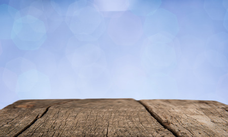Perspective wood and colorful abstract blurred backgroundの写真素材