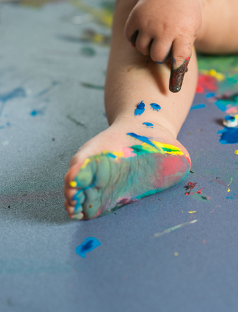 Baby feet paintedの写真素材