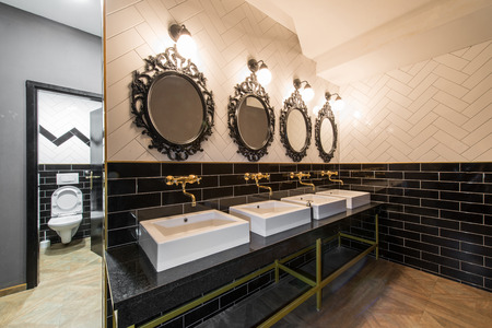 Luxury decorated toilet in modern hotel interiorの写真素材