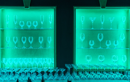 Bar with empty glassesの写真素材