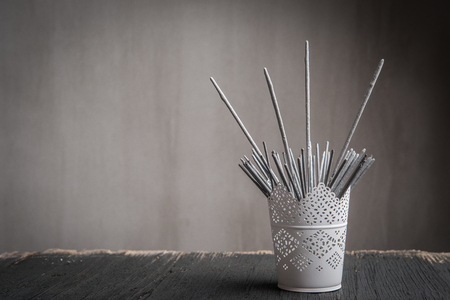 Sparklers , new and unused in bowl, ready for partyの写真素材