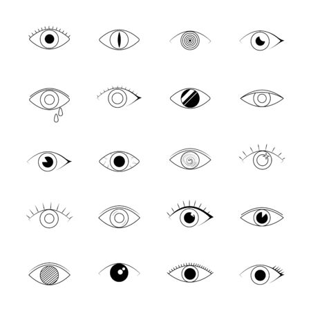 Eye icons. human vision and view signs. Vector line art eye illustration isolated on white backgroundのイラスト素材