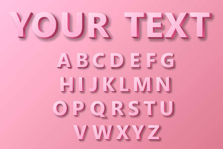 Modern 3D pink Alphabet Letters isolated on pink backgroundのイラスト素材