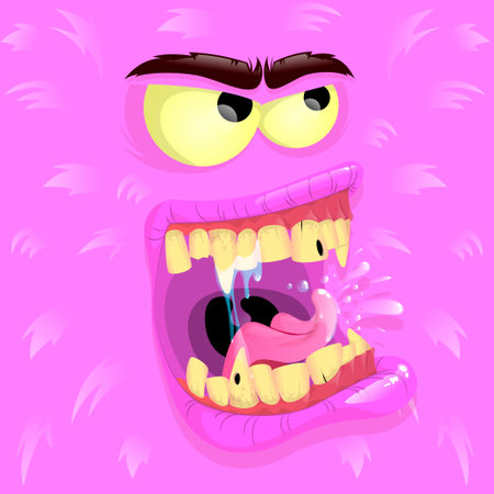Vector purple monster avatar. Cartoon face of a monster. Vector illustration