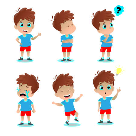 Boy expression emotions vector illustrationのイラスト素材