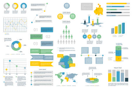 Bundle of infographic data visualization elements vector design template. Infographic elements data visualization vector design template.Vector illustrationのイラスト素材