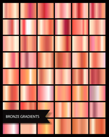 Elegant metallic gradient shiny rose gold, medals gradients. Collection of copper golden gradients for design. Vector illustrationのイラスト素材