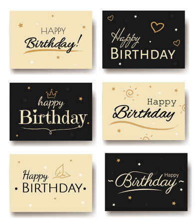 Collection of Happy birthday invitations templates. Happy birthday typographic design for greeting card, poster or banner, lettering and calligraphy with happy birthday. Vector illustartionのイラスト素材