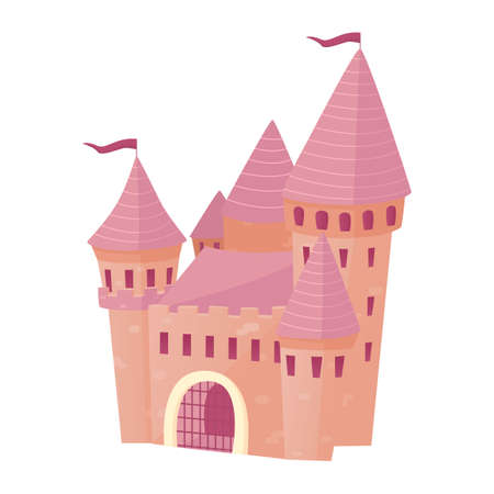 Fabulous pink castle for the princess. The castle in which the fairy-tale character lives. Vector illustrationのイラスト素材