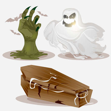 Realistic Halloween elements illustration on whiteのイラスト素材
