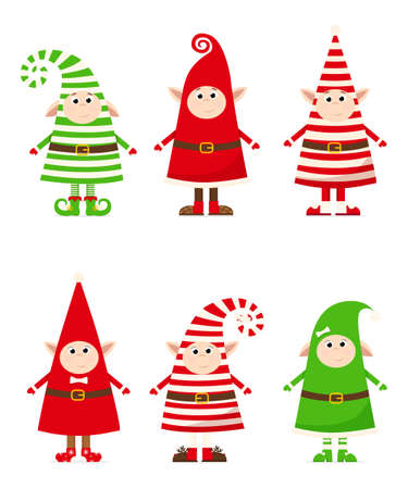 Collection of gnomes in Christmas costumes.
Cartoon gnomes for New Year 2021.
Cute gnomes are depicted with striped costumes in the style of Christmas.
Vector illustration.のイラスト素材