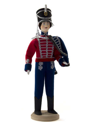 costume doll - hussar on a white backgroundの写真素材
