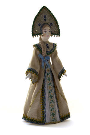 Russian doll in national costume on a white background  View - 2 3 on the rightの写真素材