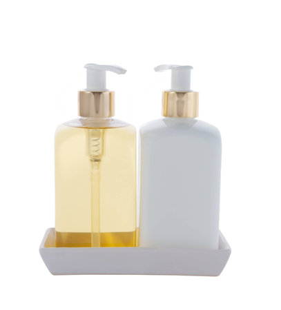 Hair and Skin care bottles on a white backgroundの写真素材
