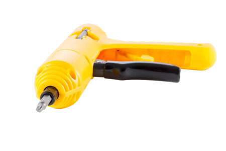 yellow screwdriver on a white background, isolated objectの写真素材