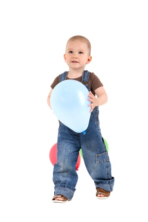 child with a balloon on a white backgroundの写真素材