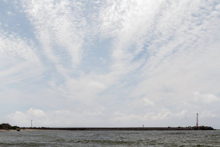 view of the pier from the beach, Klaipeda, Lithuaniaの写真素材