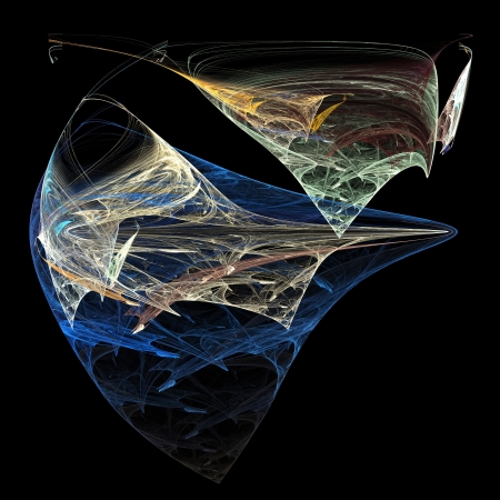 Fractal - multicolored abstraction in the form of stingray on black backgroundの写真素材