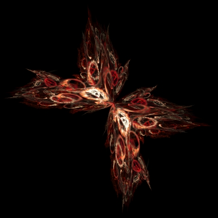 Fractal - Butterfly in red colors on black backgroundの写真素材