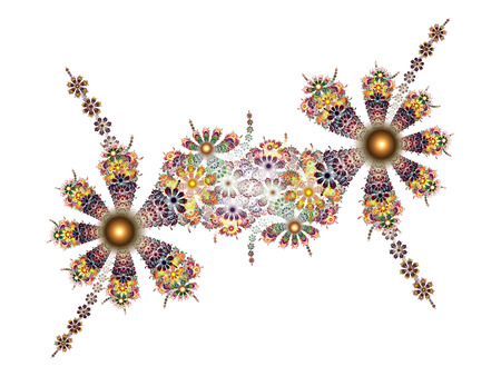 Fractal - multicolored flower Fantasy on white backgroundの写真素材
