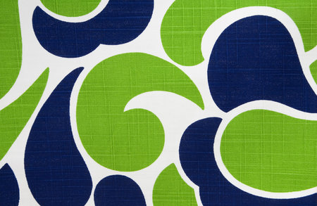 Colorful Retro Cotton Fabric  Green and Blue Pattern Background