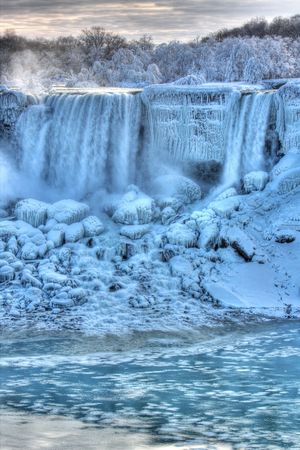 Niagara Falls in Winter American Falls Niagara Falls, Canadaの写真素材