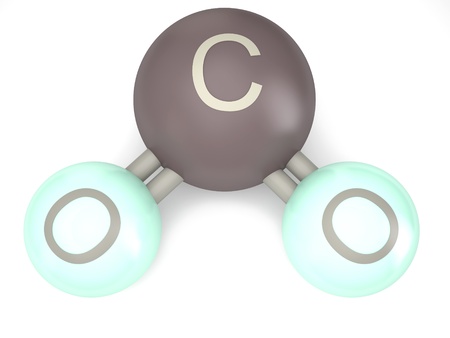 co2 molecule model on the white backgroundの写真素材