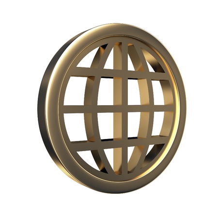 3d globe symbol on the white bacgroundの写真素材