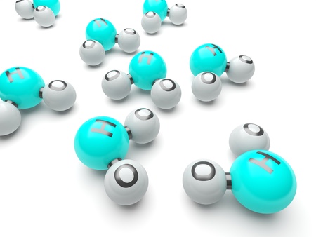 h20 molecules on the white backgroundの写真素材