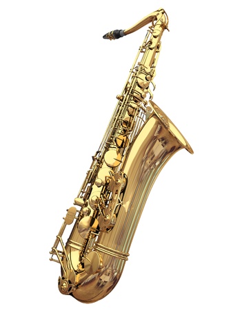 3d saxophone on a white backgroundの写真素材