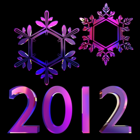 new year 3d set on tthe black backgroundの写真素材