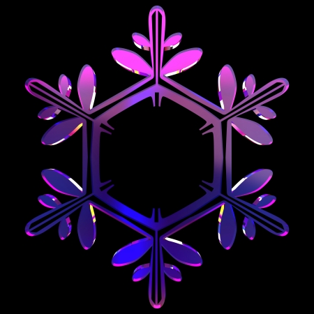 usolated 3d snowflake on the black backgroundの写真素材