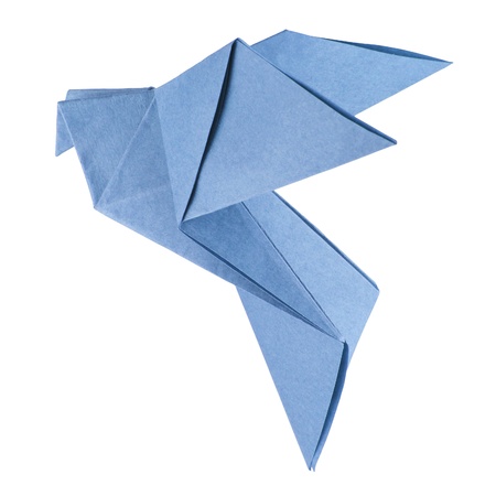 isolated origami dove on the white backgroundの写真素材