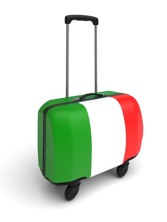 isolated turist suitcase whith Italy flagの写真素材