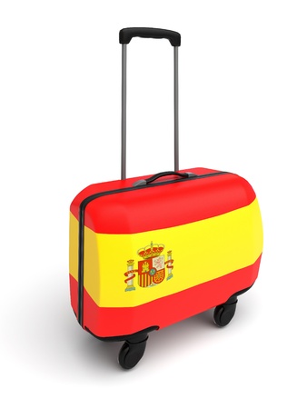 isolated suitcase whith spain flagの写真素材