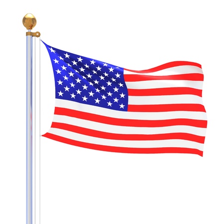 isolated usa waving silk flagの写真素材