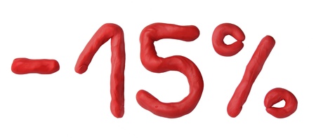 Isolated plasticine 15 percent sale on the white backgroundの写真素材