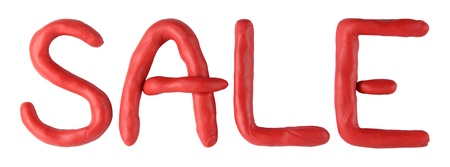 Plasticine isolated red sale text on the white backgroundの写真素材