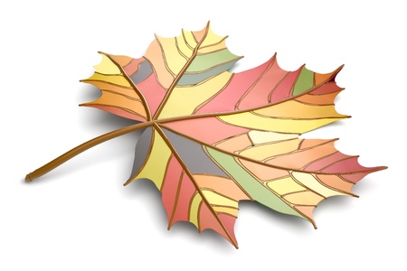 autumn maple leaf 3d on a white backgroundの写真素材