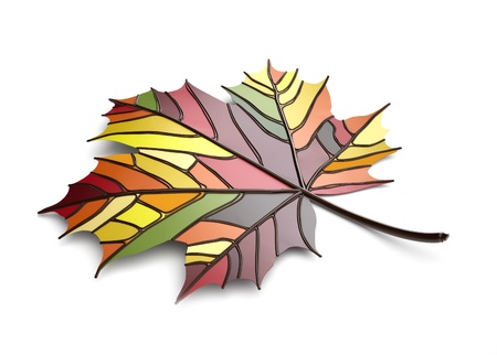 autumn maple leaf 3d on a white backgroundの写真素材