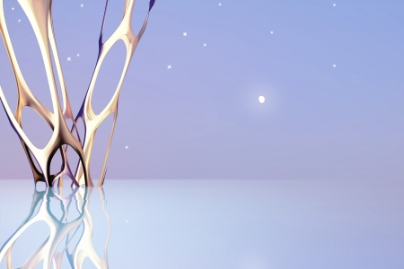 3d golden abstract futuristic art violet backgroundの写真素材