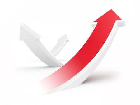 3d red growth arrows on a white backgroundの写真素材