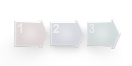 Three steps 3d blankc arrows on a white backgroundの写真素材