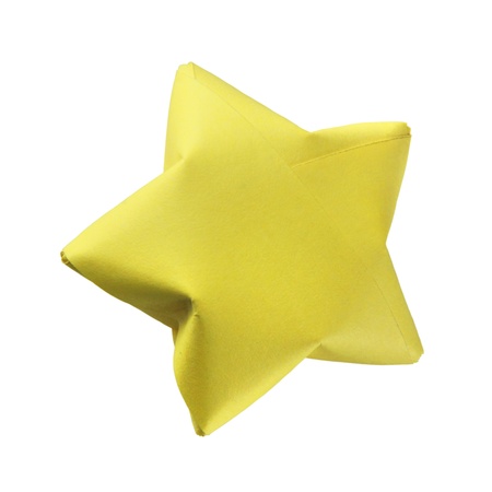 Yellow isolated origami star on the white backgroundの写真素材