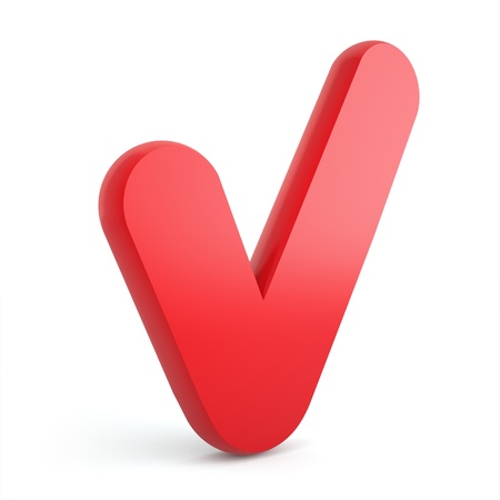 Red checkmark on a white backgroundの写真素材