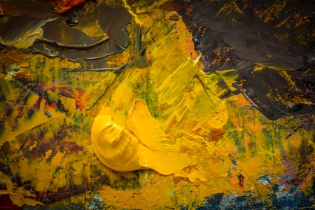 Oil paints yellow and black paletteの写真素材