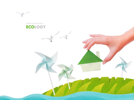 Green tree  in the hand ecology concept plantの写真素材