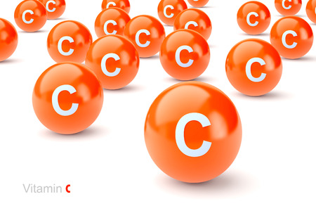 3d vitamine c on a white backgroundの写真素材