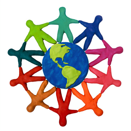Plasticine people around the world America USA isolated on a white の写真素材